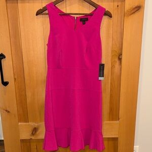 Sleeveless Fuchsia Ruffle-Hem Dress